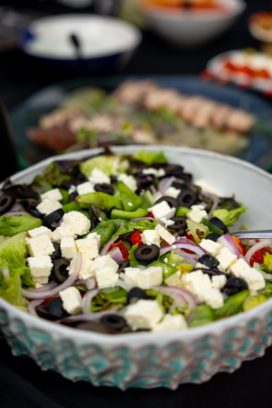 fresh greek salad with feta and olives