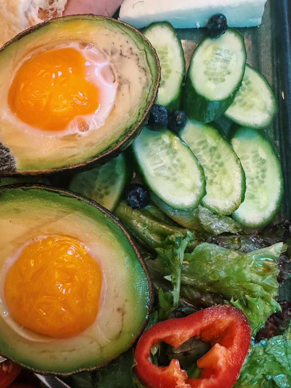colorful veggie and egg breakfast bowl