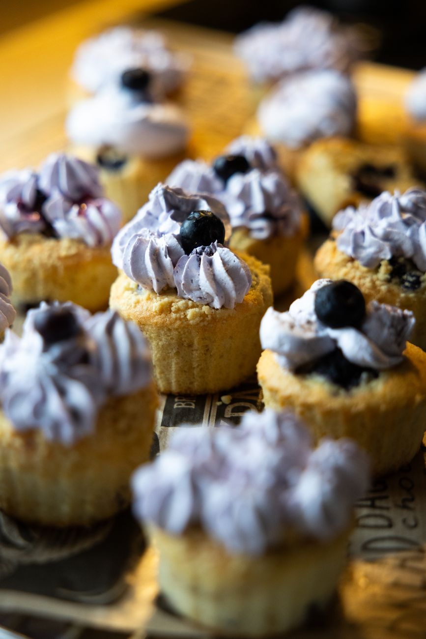 delicious blueberry muffins with whipped topping